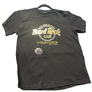 NWT Hard Rock Cafe  Save the Planet Black  & Gold T-Shirt